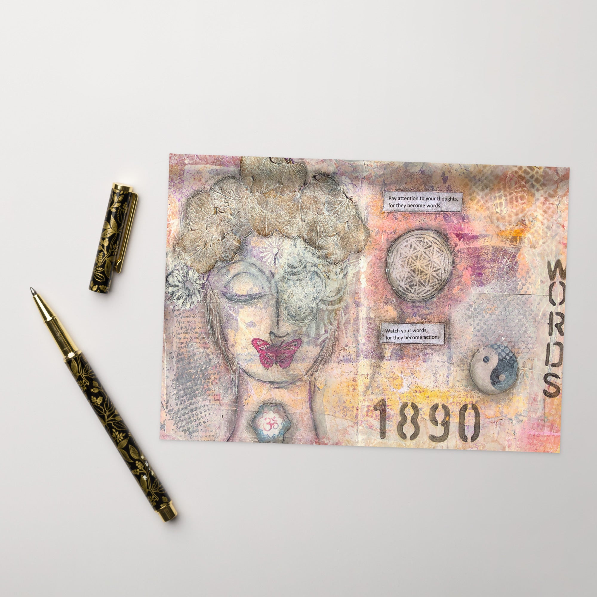 Grußkarte Words - Mixed Media Stil