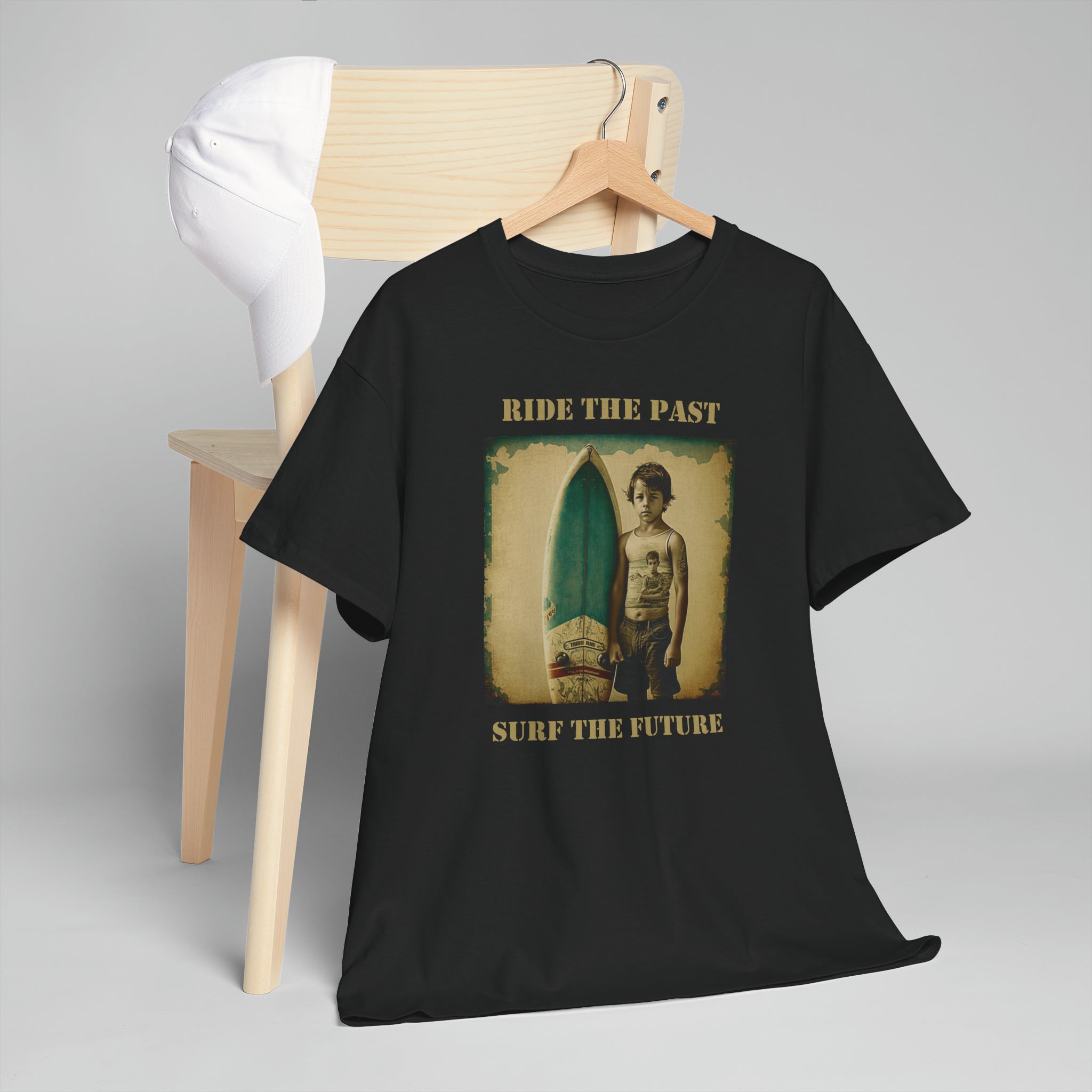 Ride the Past, Surf the Future - Vintage Surfer Shirt, Unisex Heavy Cotton