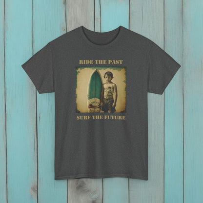 Ride the Past, Surf the Future - Vintage Surfer Shirt, Unisex Heavy Cotton