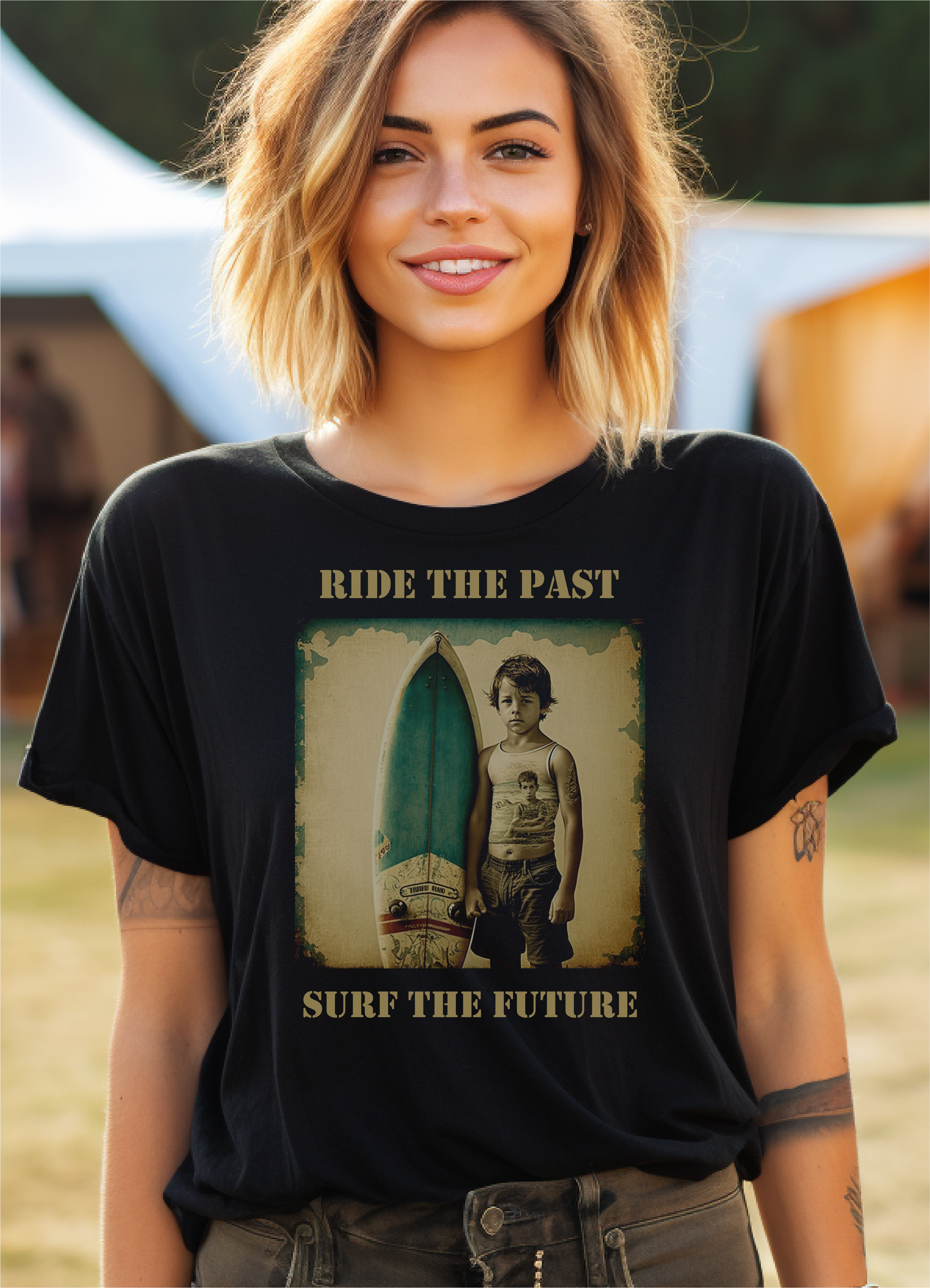 Ride the Past, Surf the Future - Vintage Surfer Shirt, Unisex Heavy Cotton