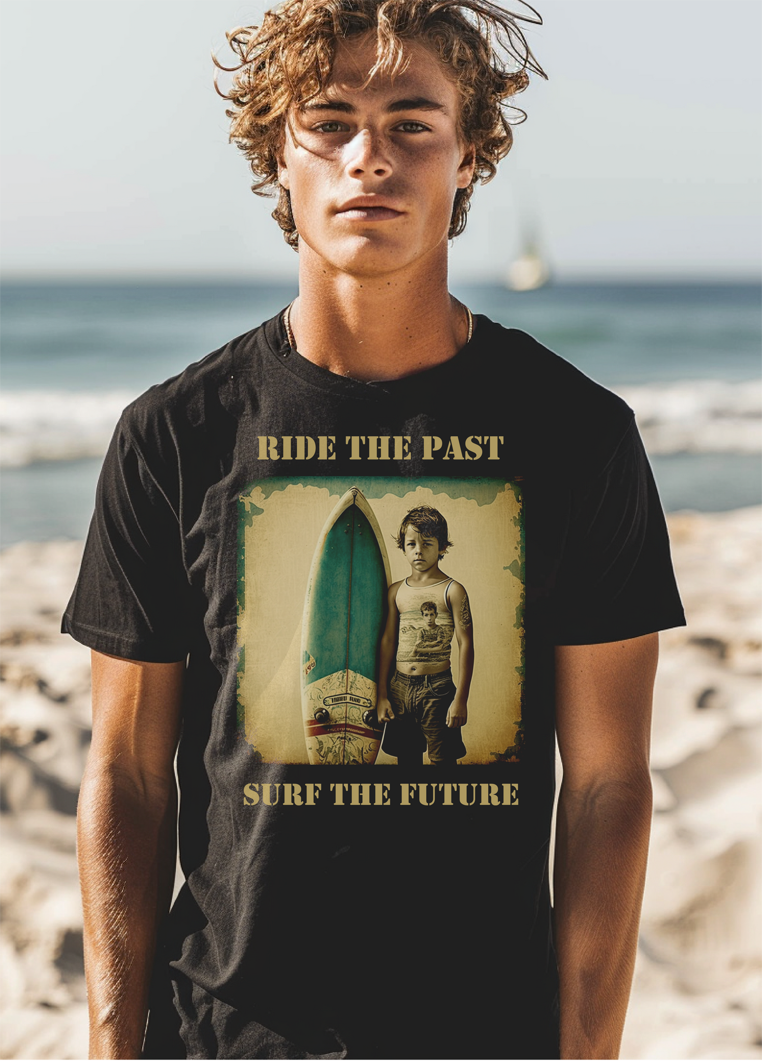 Ride the Past, Surf the Future - Vintage Surfer Shirt, Unisex Heavy Cotton